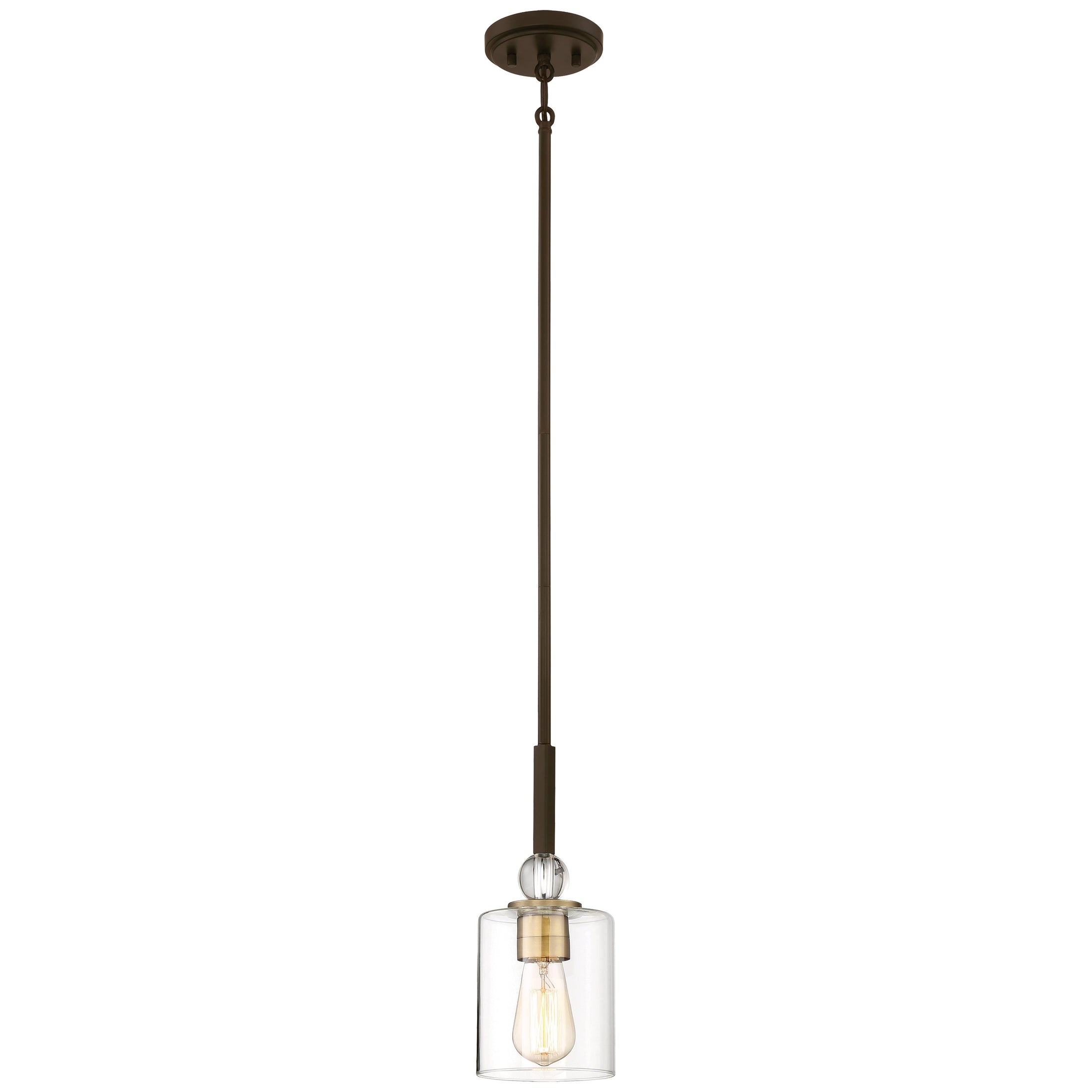 Studio 5 1 Light Mini Pendant in Painted Bronze with Natural Brushed Brass Clear Glass - Minka-Lavery
