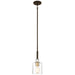 Studio 5 1 Light Mini Pendant in Painted Bronze with Natural Brushed Brass Clear Glass - Minka-Lavery
