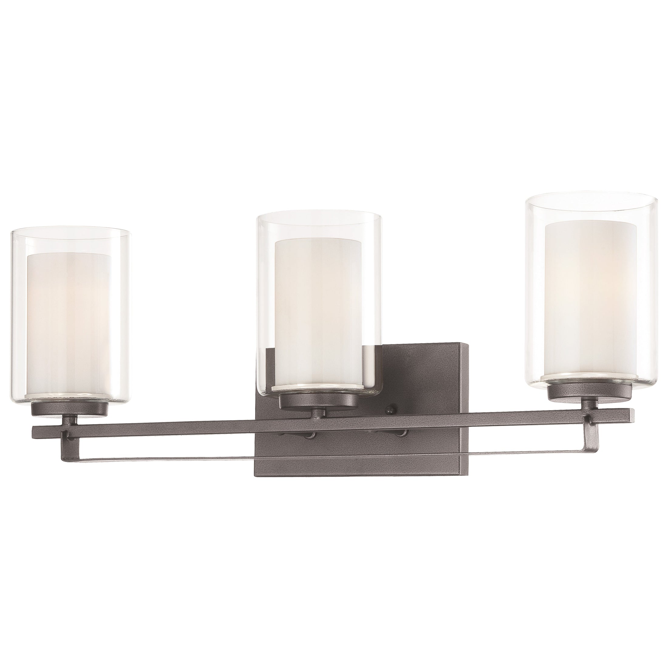 Parsons Studio 3 Light Bath in Smoked Iron Finish with Clear and Etched White Glass - Minka-Lavery