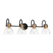 Monico 4 Light Bath in Painted Bronze with Natural Brass and Clear Seedy Glass - Minka-Lavery