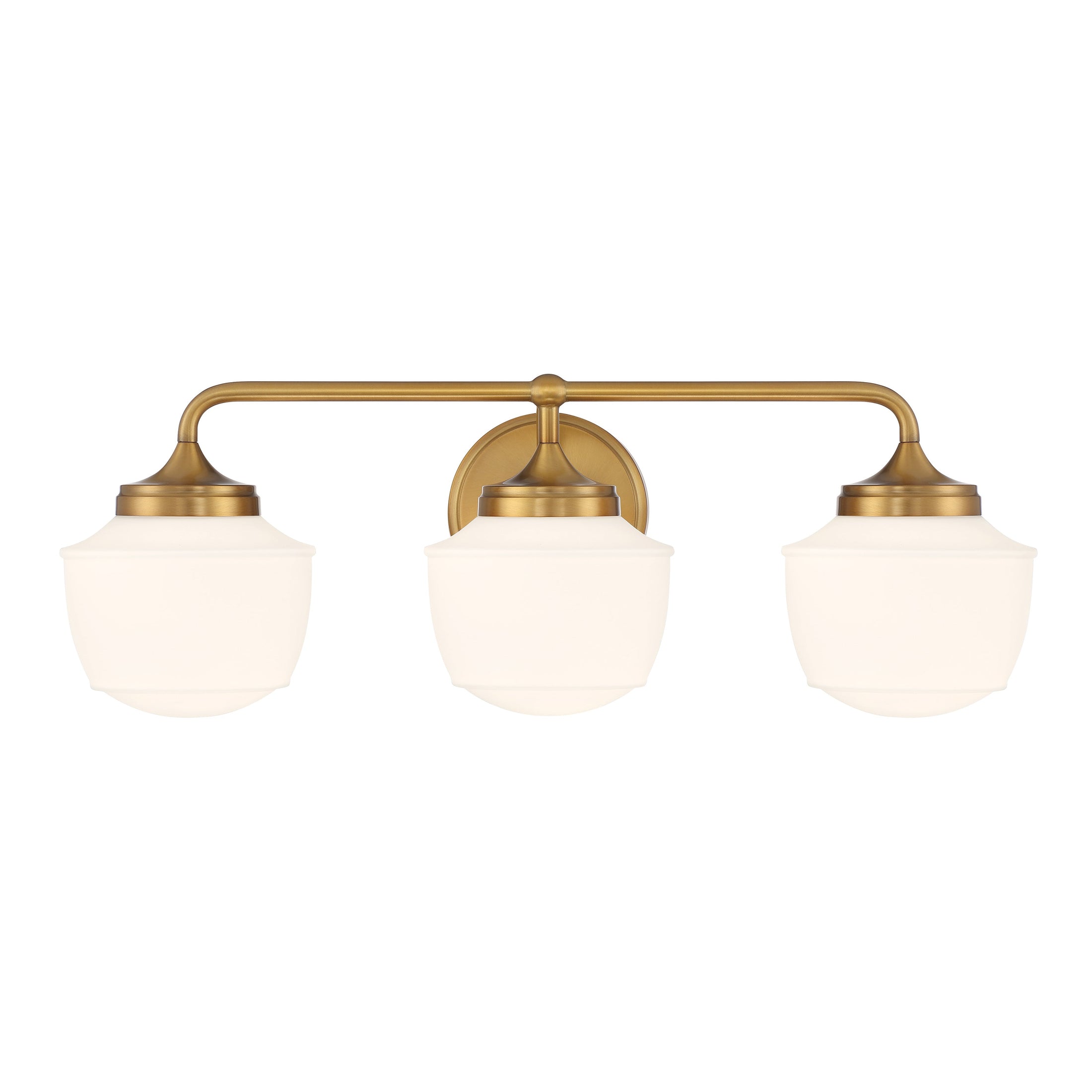 Cornwell 3 Light Bath Vanity in Aged Brass, Reversible, with Etched Opal Glass - Minka-Lavery