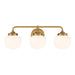 Cornwell 3 Light Bath Vanity in Aged Brass, Reversible, with Etched Opal Glass - Minka-Lavery