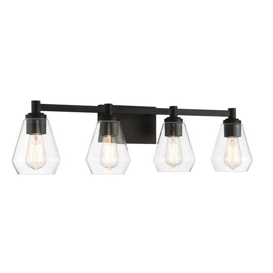 Clarity 4 Light Bath Vanity in Coal Black with Reversible Clear Glass - Minka-Lavery
