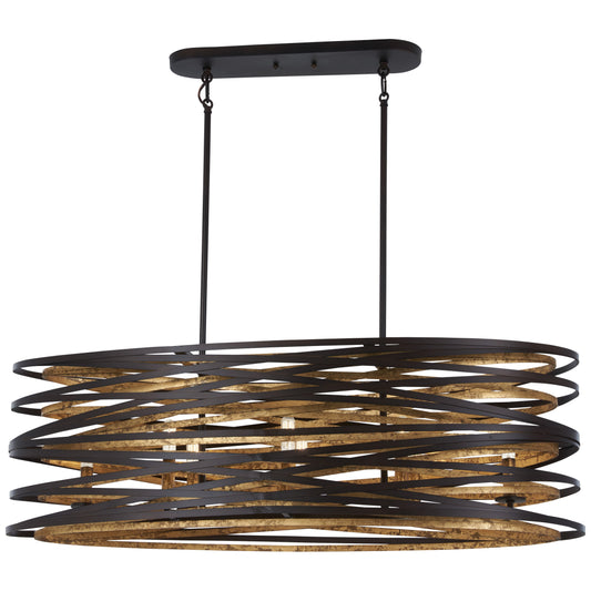 Vortic Flow 8 Light Island in Dark Bronze with Mosaic Gold Interior Finish - Minka-Lavery