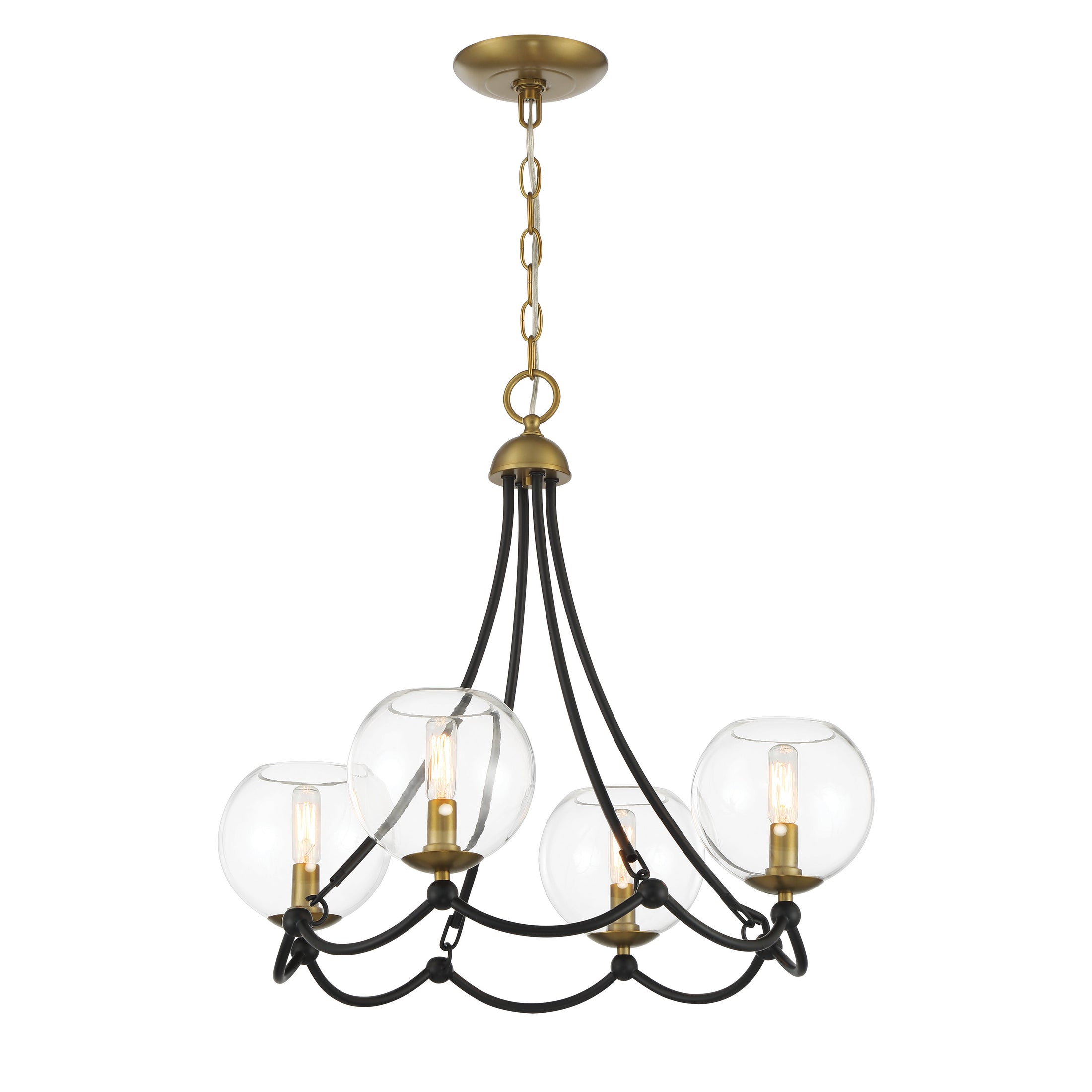Kearney Park 4 Light Chandelier in Coal and Soft Brass Finish with Clear Glass - Minka-Lavery
