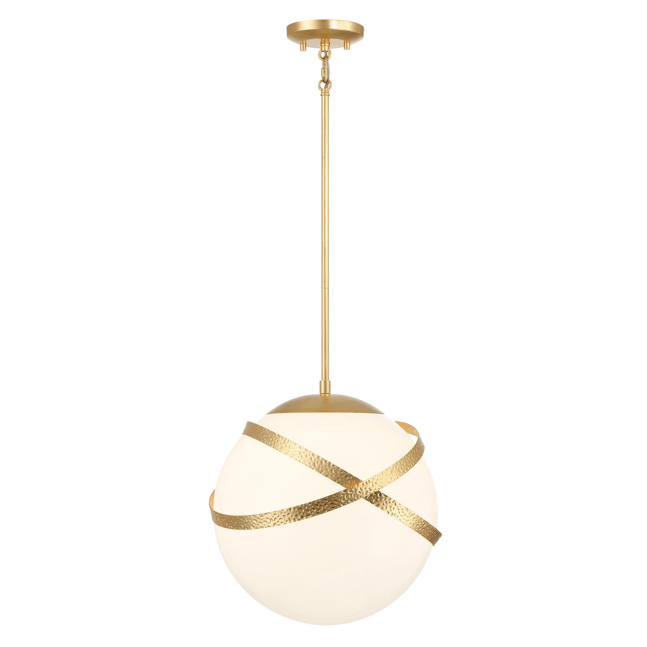 Batignolles 1 Light Pendant in Spring Gold Leaf with Opal White Glass - Minka-Lavery