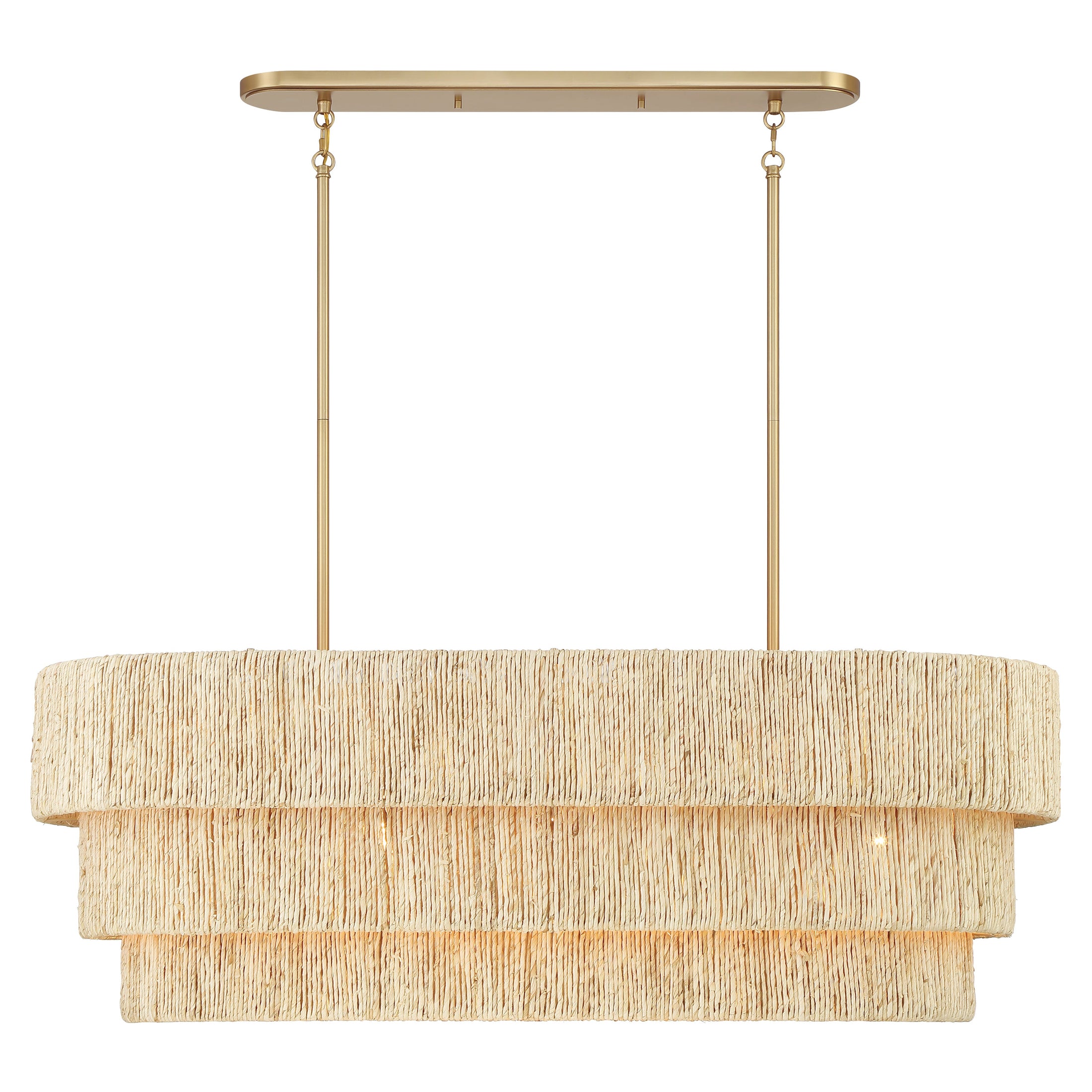 Caviana 5 Light Island in Signature Brass Finish with Natural Abaca Shade - Minka-Lavery