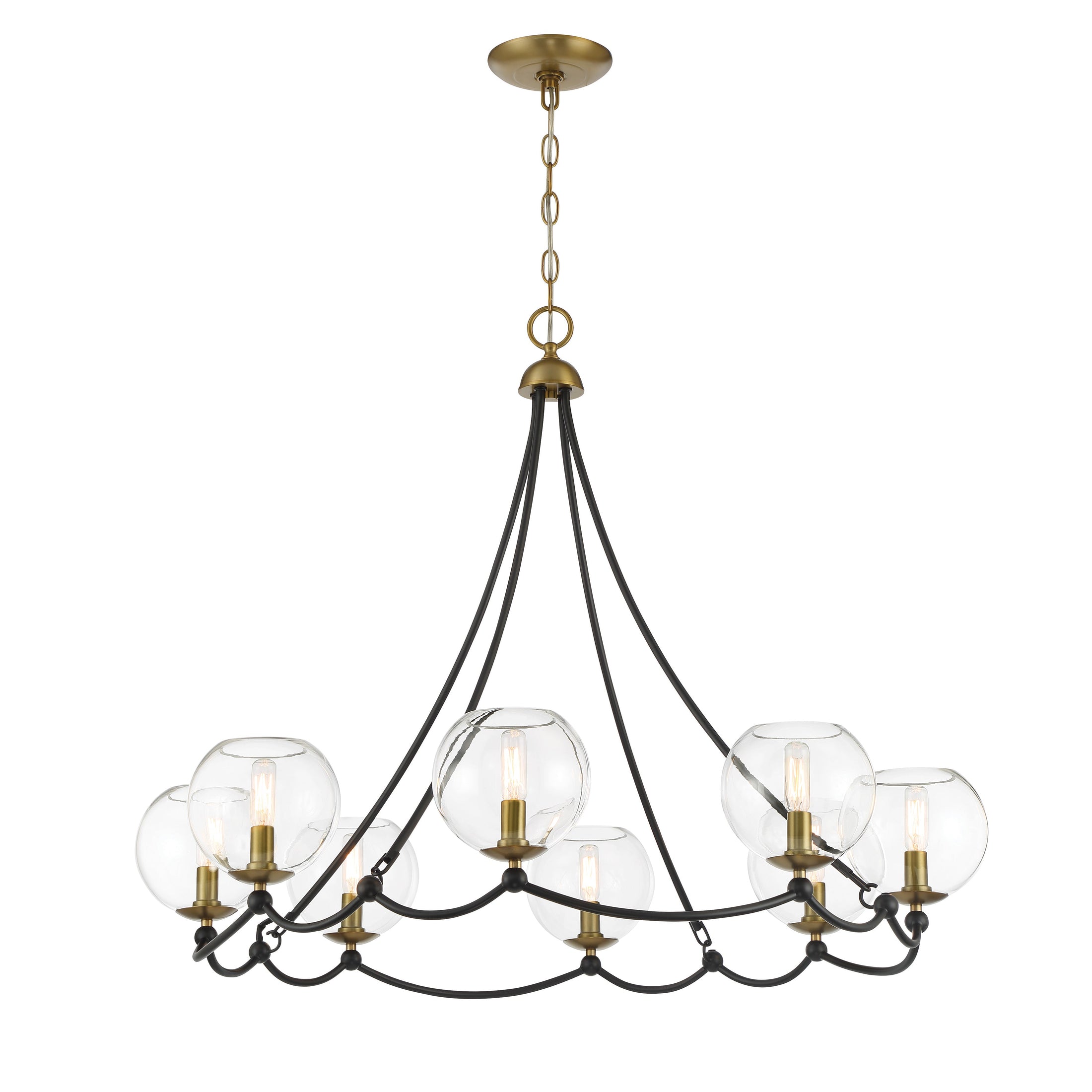 Kearney Park 8 Light Chandelier in Coal and Soft Brass Finish with Clear Glass - Minka-Lavery