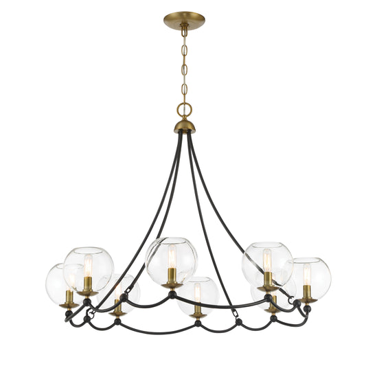 Kearney Park 8 Light Chandelier in Coal and Soft Brass Finish with Clear Glass - Minka-Lavery