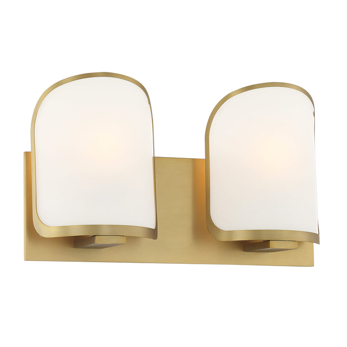 Bishop Crossing 2 Light Bath in Soft Brass Finish with Etched White Glass - Minka-Lavery