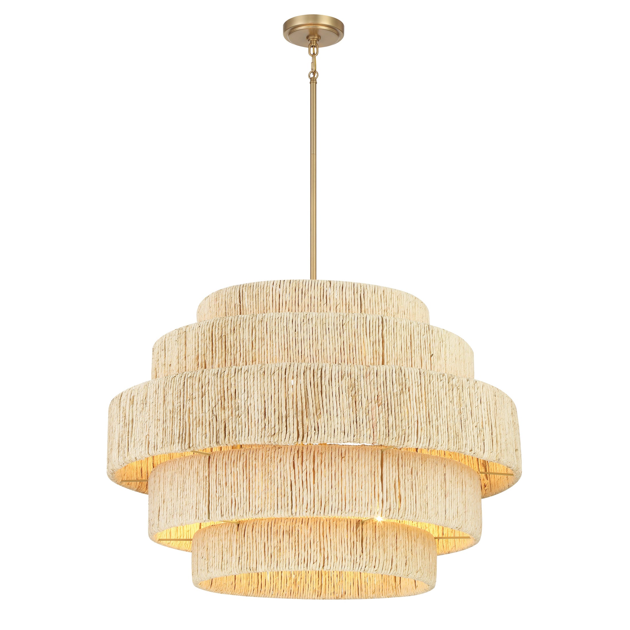 Caviana 6 Light Pendant in Signature Brass Finish with Natural Abaca Shade - Minka-Lavery