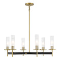 Load image into Gallery viewer, Baldwin Park 6 Light Chandelier in Coal and Soft Brass Finish with Clear Ribbed Glass - Minka-Lavery
