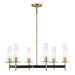 Baldwin Park 6 Light Chandelier in Coal and Soft Brass Finish with Clear Ribbed Glass - Minka-Lavery