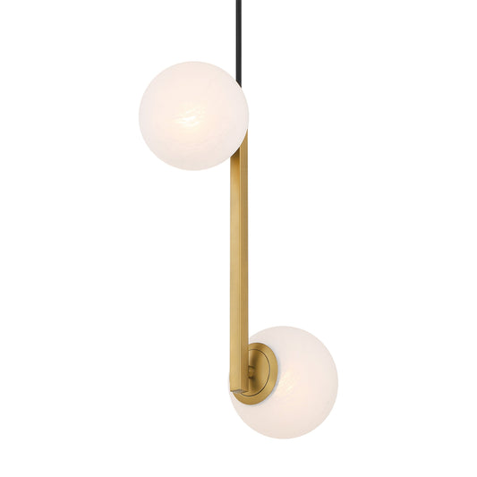 Curven 2-Light Pendant - Legacy Brass with Etched Alabaster Glass - Minka-Lavery