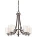 Parsons Studio 5 Light Chandelier in Smoked Iron Finish with Clear and Etched White Glass - Minka-Lavery