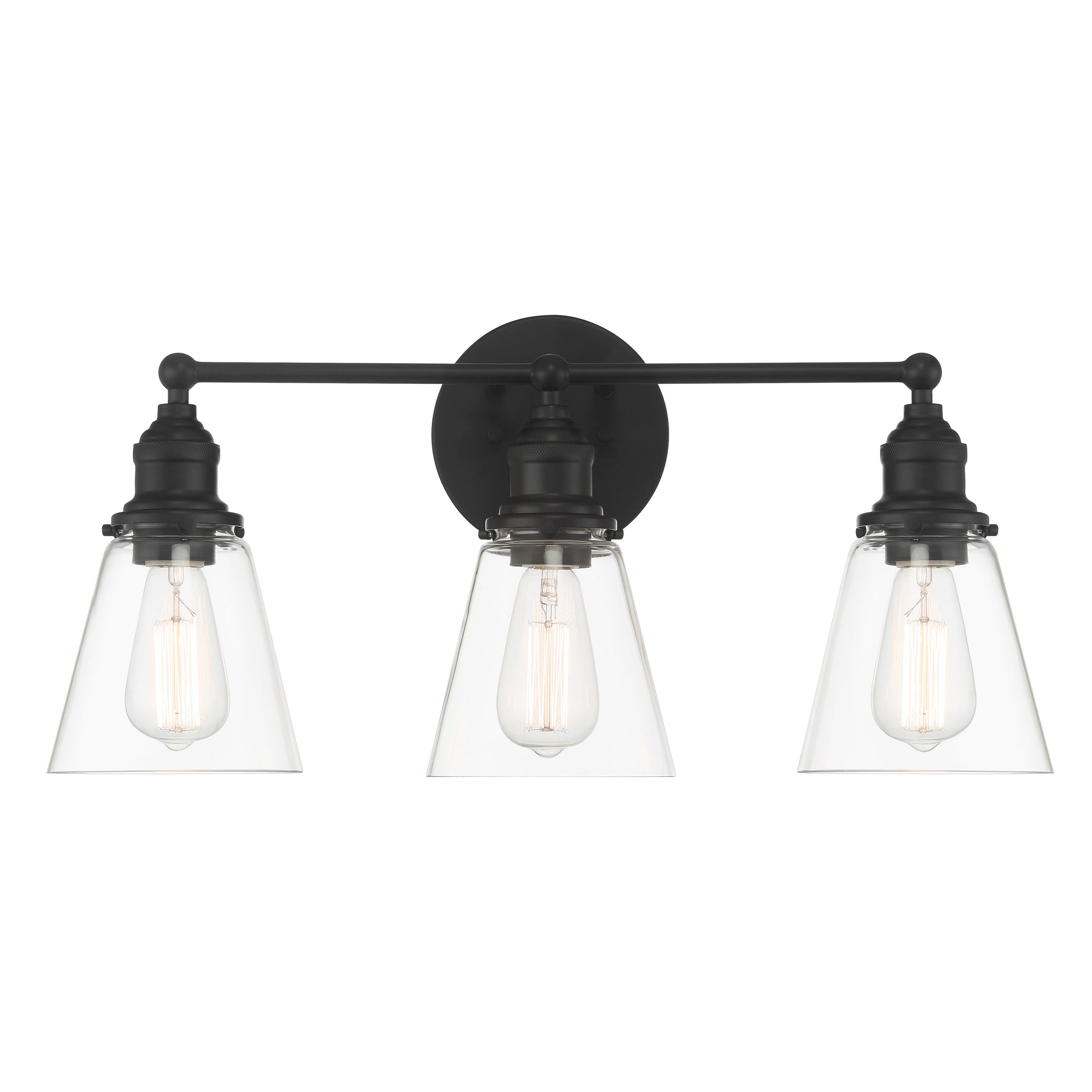 Barwell 3 Light Vanity in Coal Black Finish with Clear Glass - Minka-Lavery