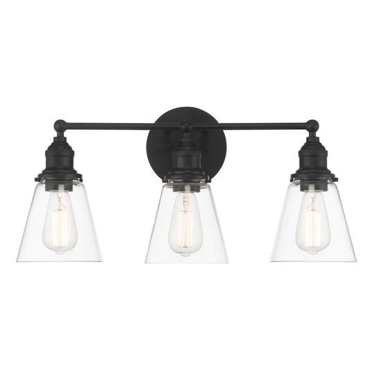 Barwell 3 Light Vanity in Coal Black Finish with Clear Glass - Minka-Lavery