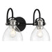 Monico 2 Light Bath in Coal and Polished Nickel Finish with Clear Seedy Glass - Minka-Lavery