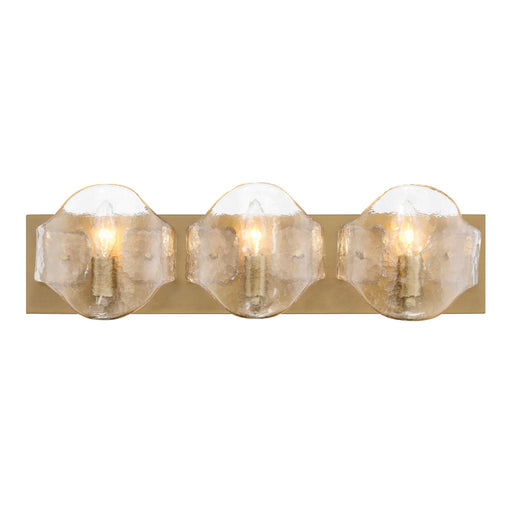 Elora 3-Light Vanity - Legacy Brass with Clear Textured Handmade Glass - Minka-Lavery