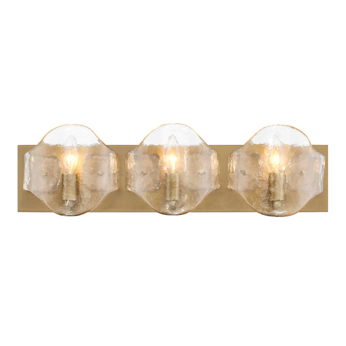 Elora 3-Light Vanity - Legacy Brass with Clear Textured Handmade Glass - Minka-Lavery