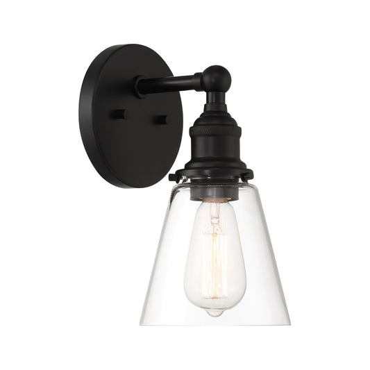 Barwell 1 Light Wall Sconce in Coal Black Finish with Clear Glass - Minka-Lavery