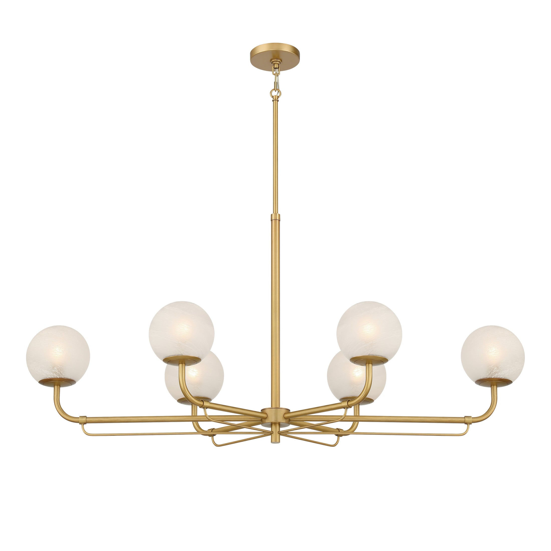 Whitehall 6-Light Island - Legacy Brass with Etched Alabaster Glass - Minka-Lavery