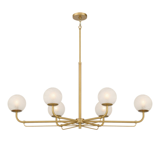 Whitehall 6-Light Island - Legacy Brass with Etched Alabaster Glass - Minka-Lavery