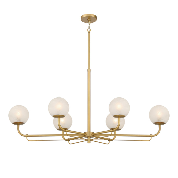 Whitehall 6-Light Island - Legacy Brass with Etched Alabaster Glass - Minka-Lavery