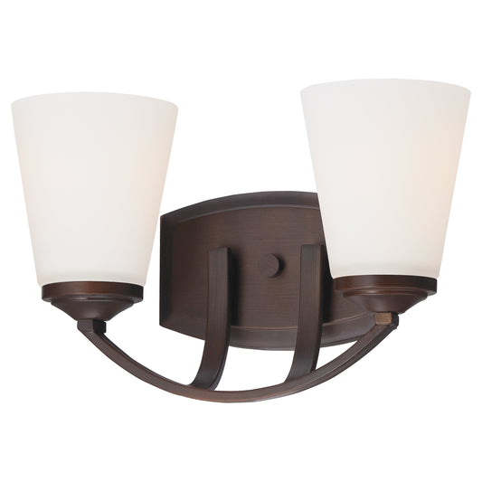 Overland Park 2 Light Bath in Vintage Bronze with Etched White Glass - Minka-Lavery