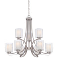 Load image into Gallery viewer, Parsons Studio 9 Light Chandelier in Brushed Nickel Finish with Clear and Etched White Glass - Minka-Lavery
