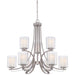Parsons Studio 9 Light Chandelier in Brushed Nickel Finish with Clear and Etched White Glass - Minka-Lavery
