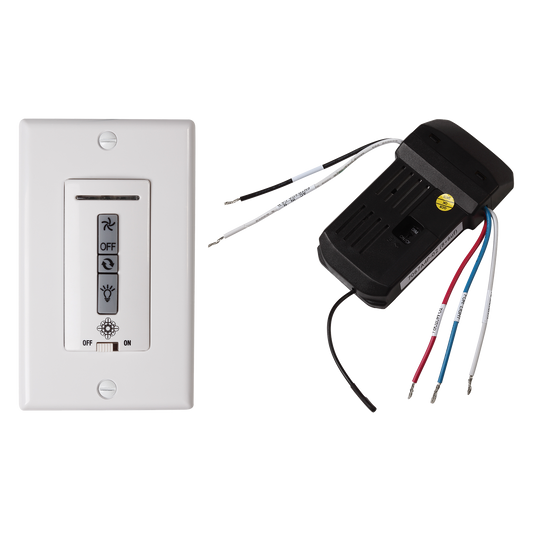 Hardwired wall remote control/receiver. Fan speed and downlight control. (non-reversing)