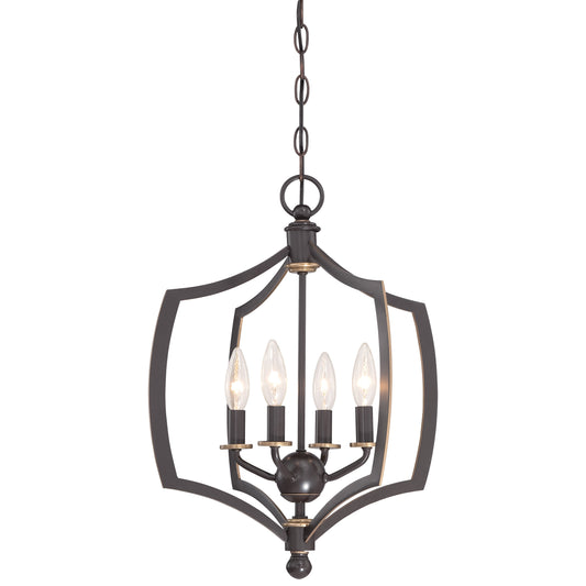Middletown 4 Light Mini Chandelier in Downton Bronze Finish with Gold Highlights - Minka-Lavery