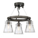 Graham Avenue 3 Light Semi Flush in Smoked Iron and Brushed Nickel Finish with Clear Glass - Minka-Lavery
