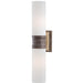 Compositions 2 Light Sconce in Aged Patina Iron with Travertine Stone with Etched Opal Glass - Minka-Lavery