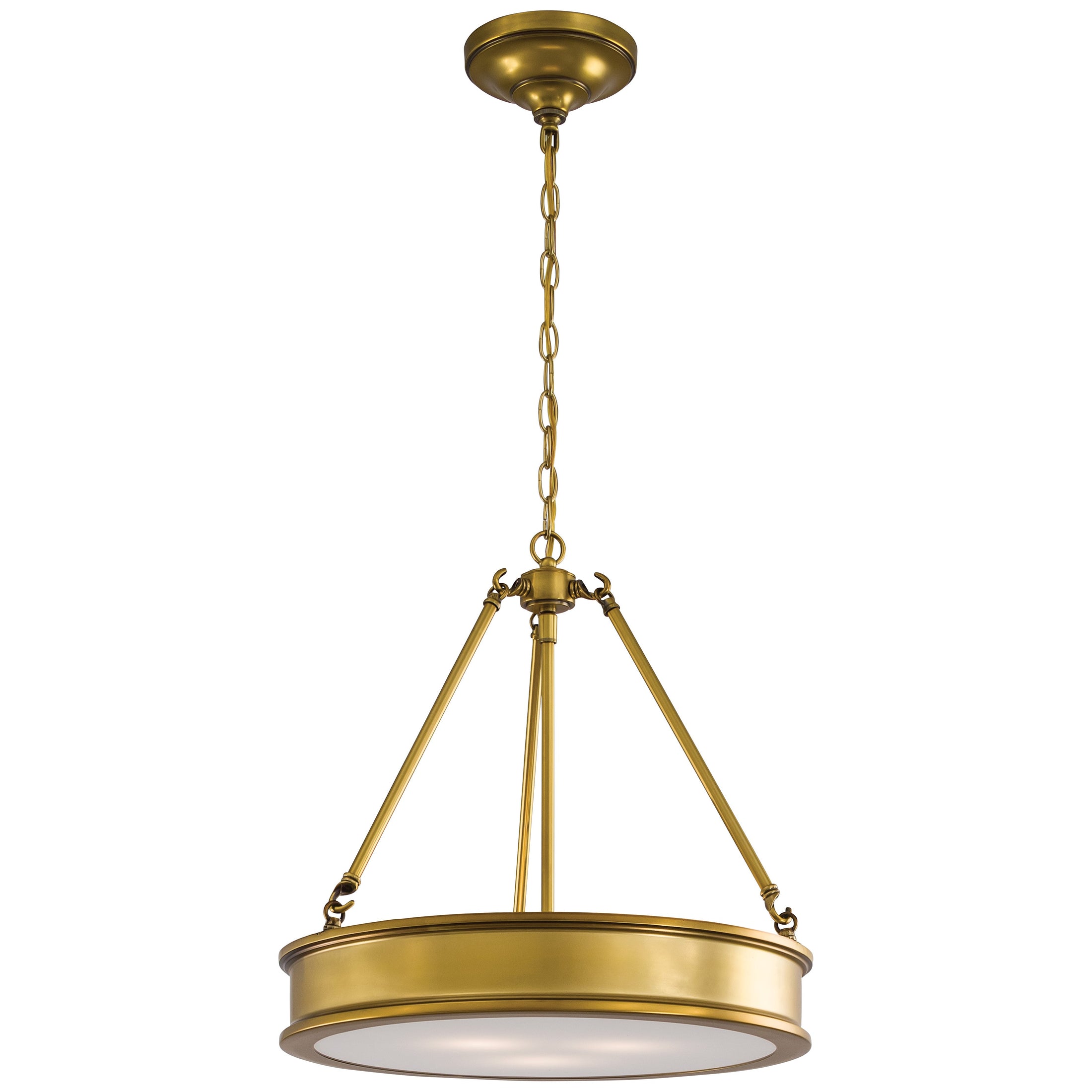 Harbour Point 3 Light Pendant in Liberty Gold Finish with Etched White Glass - Minka-Lavery