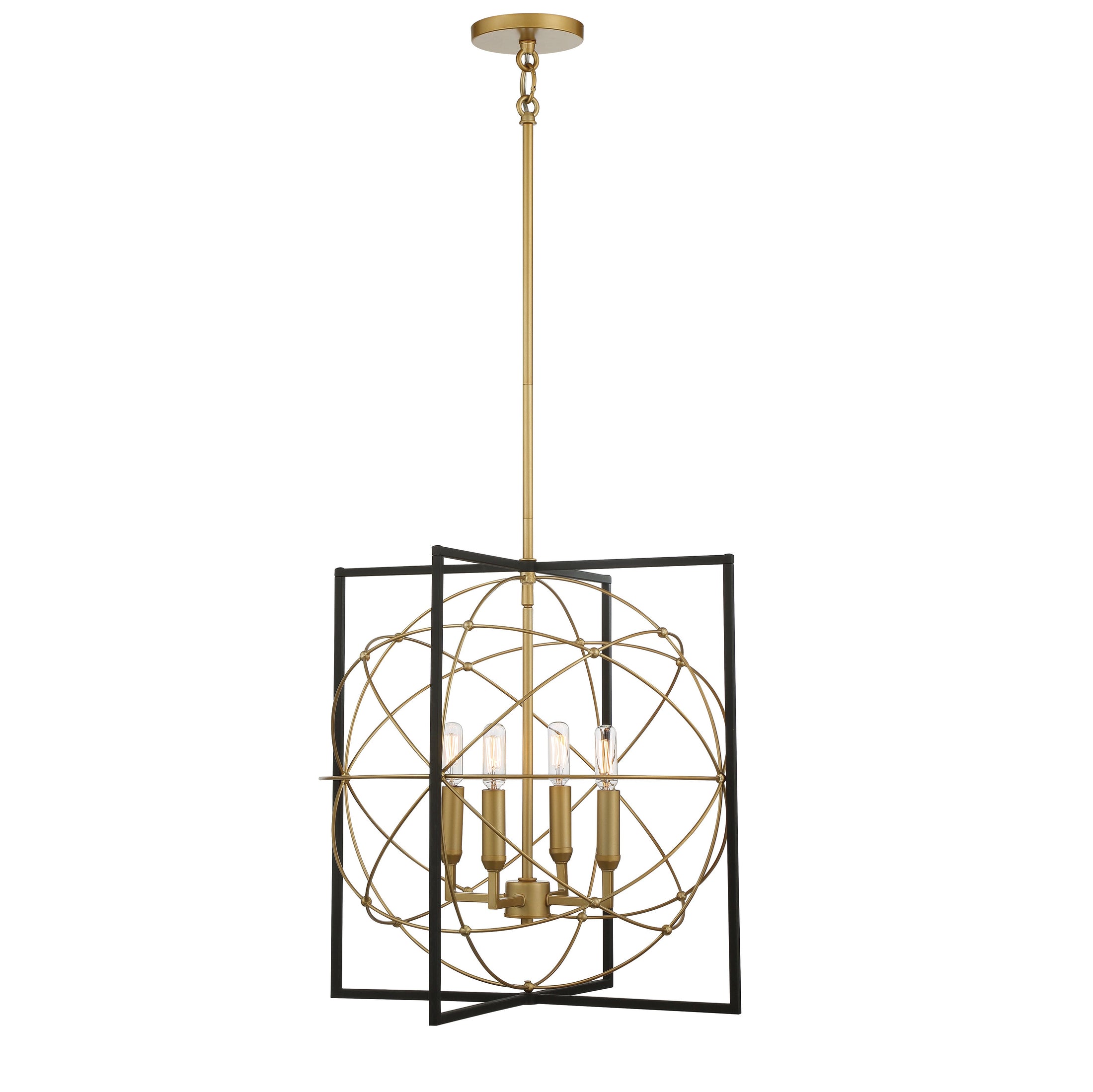 Titans Trace 4 Light Pendant with Sand Coal and Painted Honey Gold Finish - Minka-Lavery