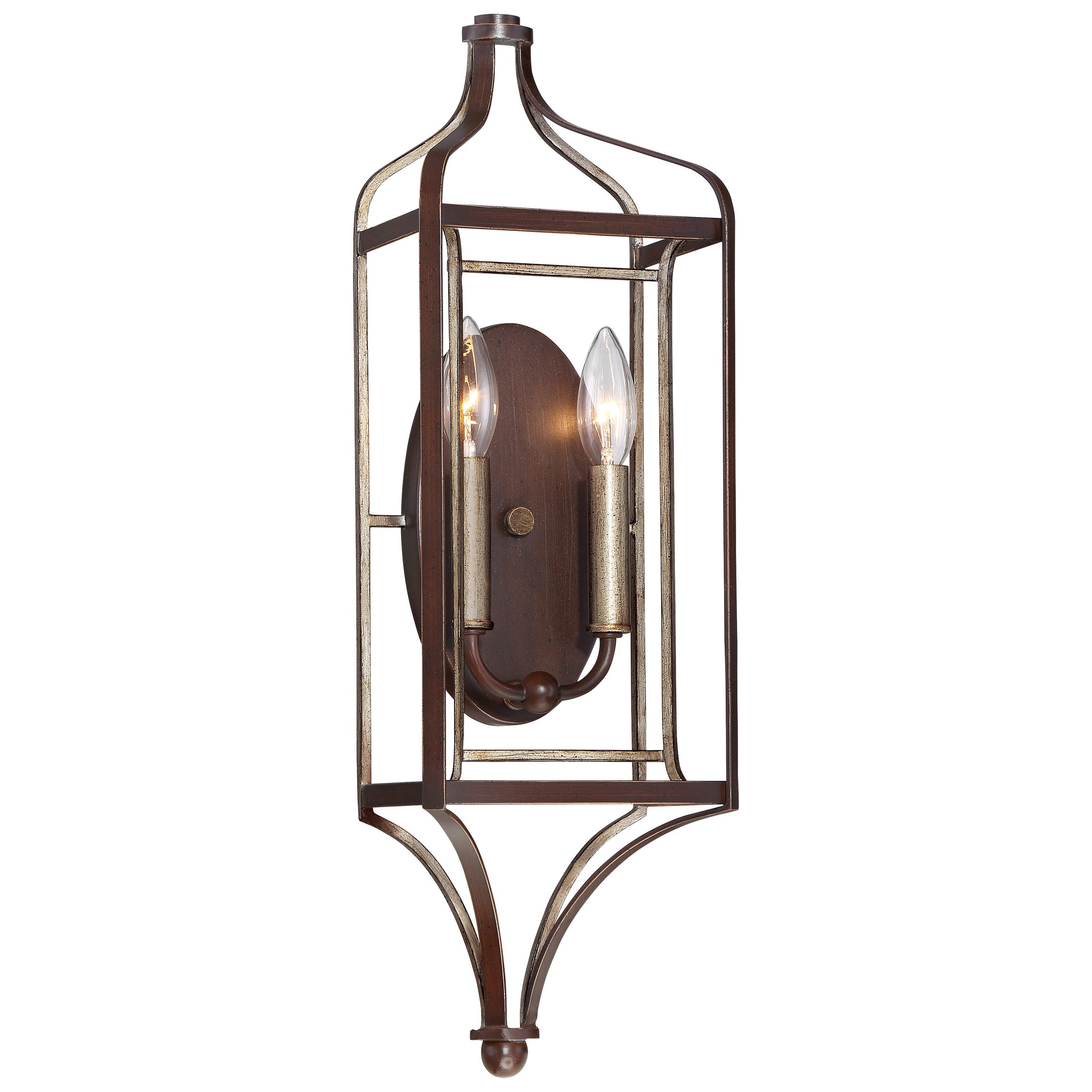 Astrapia Wall Sconce with Dark Rubbed Sienna and Aged Silver Finish - Minka-Lavery