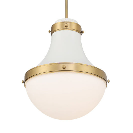 Purelight 1-Light Pendant - Off White Cream and Legacy Brass with Etched Opal Glass - Minka-Lavery