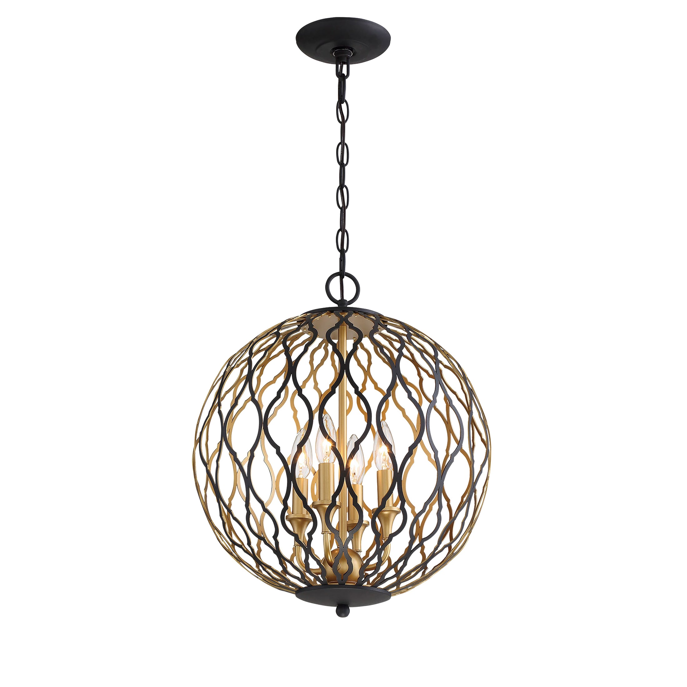 Gilded Glam 4 Light Pendant in Sand Coal with Painted and Plated Honey Gold - Minka-Lavery