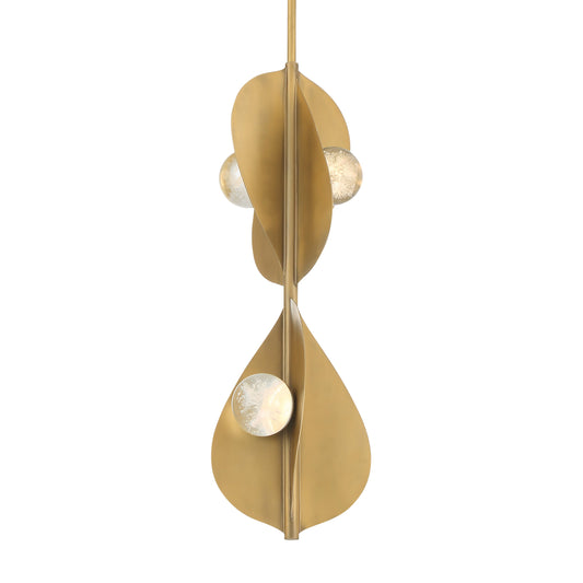 Pod LED Pendant - Legacy Brass with Faux Cloud Glass - Minka-Lavery
