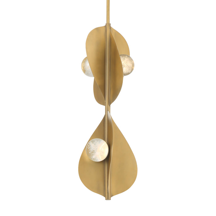 Pod LED Pendant - Legacy Brass with Faux Cloud Glass - Minka-Lavery