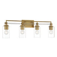 Load image into Gallery viewer, Binsly 4 Light Bath Vanity in Aged Brass, Reversible, with Clear Glass - Minka-Lavery
