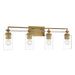 Binsly 4 Light Bath Vanity in Aged Brass, Reversible, with Clear Glass - Minka-Lavery