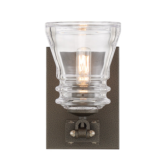 Graham Avenue Graham Avenue - 1 Light Bath Smoked Iron and Brushed Nickel with Clear Pressed Glass - Minka-Lavery