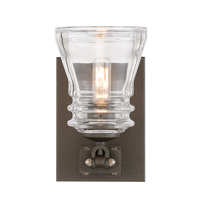 Graham Avenue Graham Avenue - 1 Light Bath Smoked Iron and Brushed Nickel with Clear Pressed Glass - Minka-Lavery