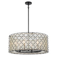 Load image into Gallery viewer, Sheer Elegance 6 Light Pendant in Coal Finish with a Gold Organza Fabric Shade - Minka-Lavery
