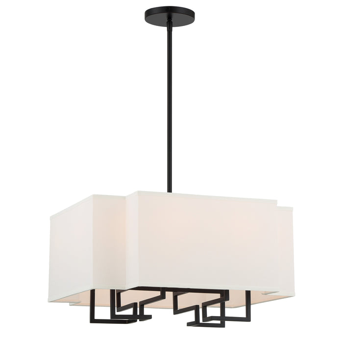 Upham Estates 8 Light Pendant in Coal and Polished Nickel Finish with White Line Shade - Minka-Lavery