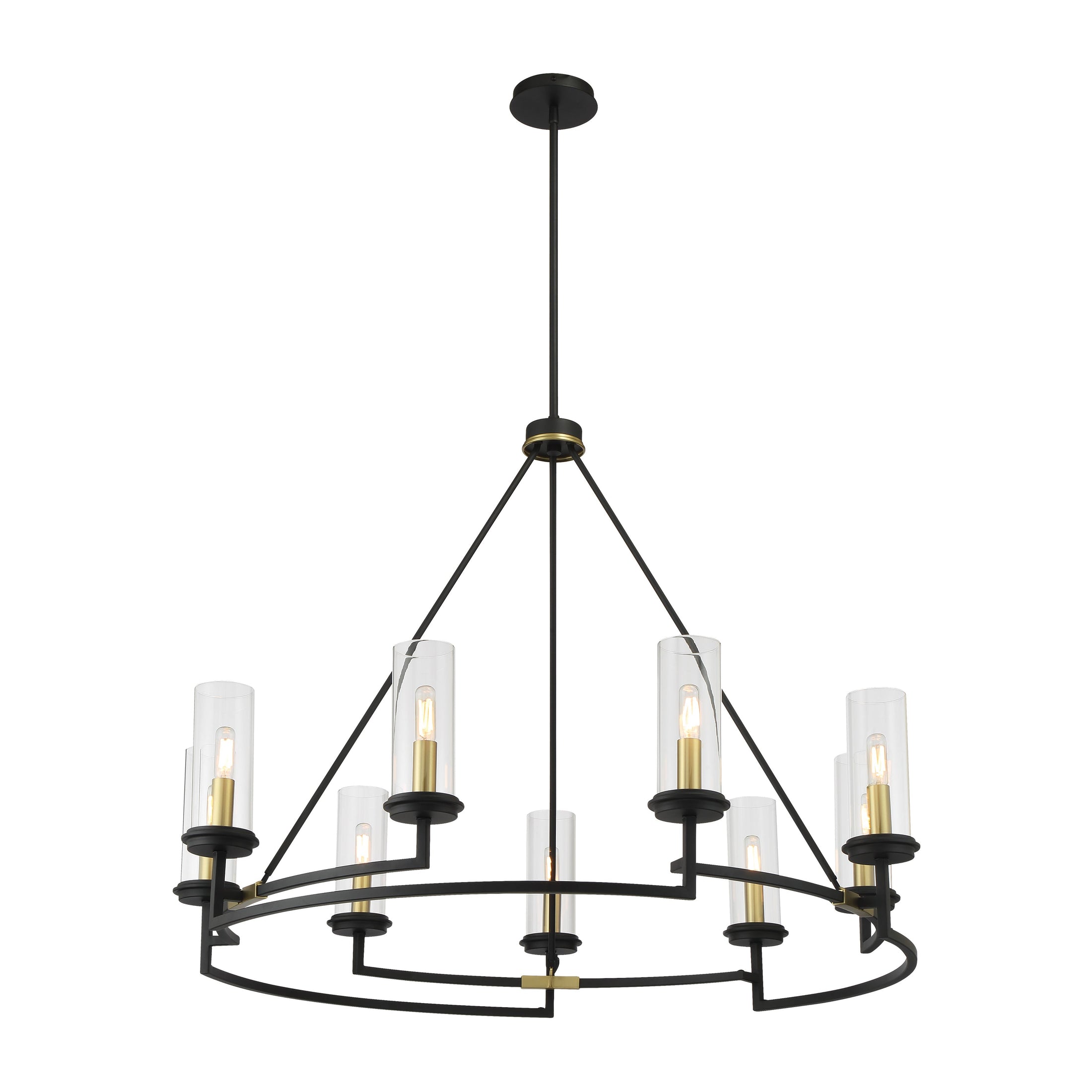 Hillstone 9 Light Chandelier in Sand Coal and Soft Brass Finish with Clear Glass - Minka-Lavery