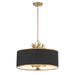 Caprio 4 Light Pendant in Natural Brushed Brass Finish and Fabric Shade - Minka-Lavery